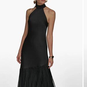 Donna Karan formal fringe dress